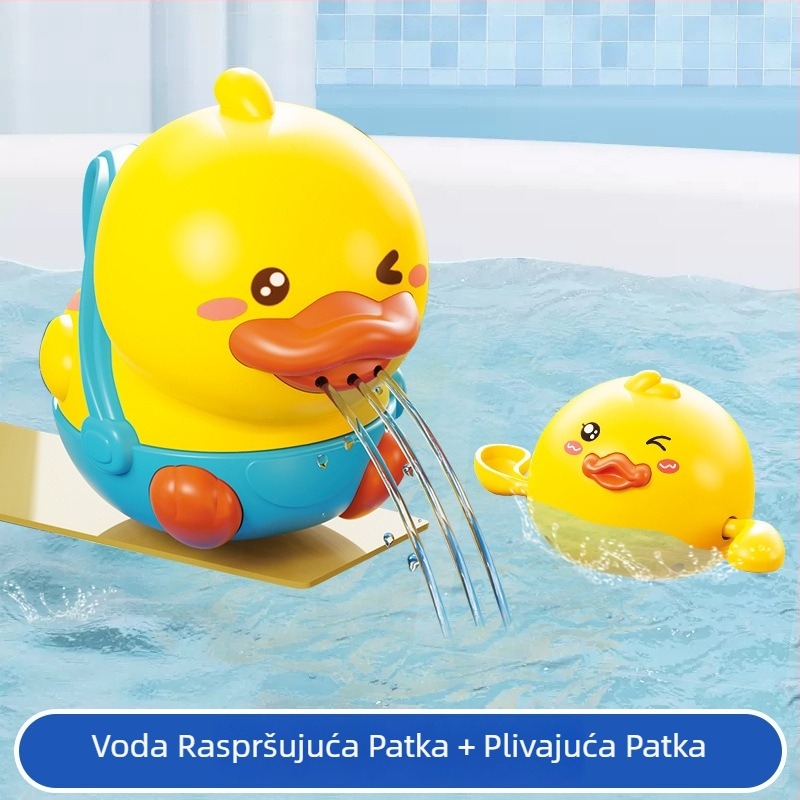 Set igračaka za kupanje s patkom — plastične vodene igračice za djecu, potiču osjetilni i kognitivni razvoj te koordinaciju ruke i oka; pogodno za uzrast 4–6 godina.