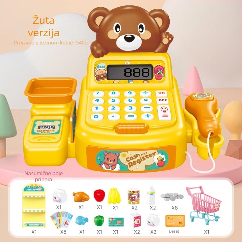 Dječja simulirana blagajna za kućnu igru s realnim računanjem, zvukom i svjetlom — edukativna igračka za djecu 4–6 godina (Materijal: plastika; Tip: simulirana blagajna; Značajke: stvarni izračun uz zvuk i svjetlo)