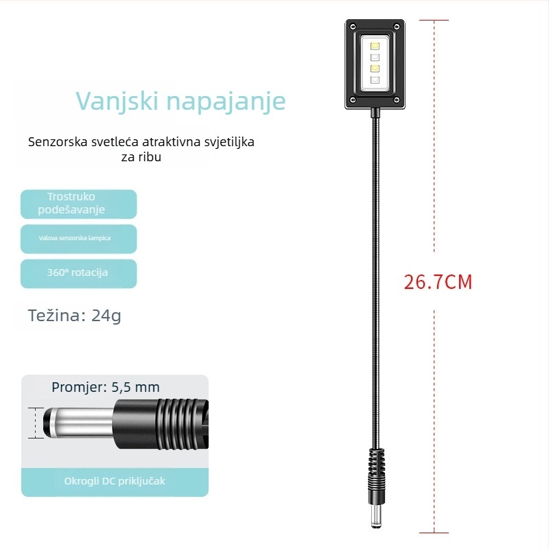 LED lampica za mamce s indukcijskim hranjenjem za noćni ribolov – punjiva, ABS kućište