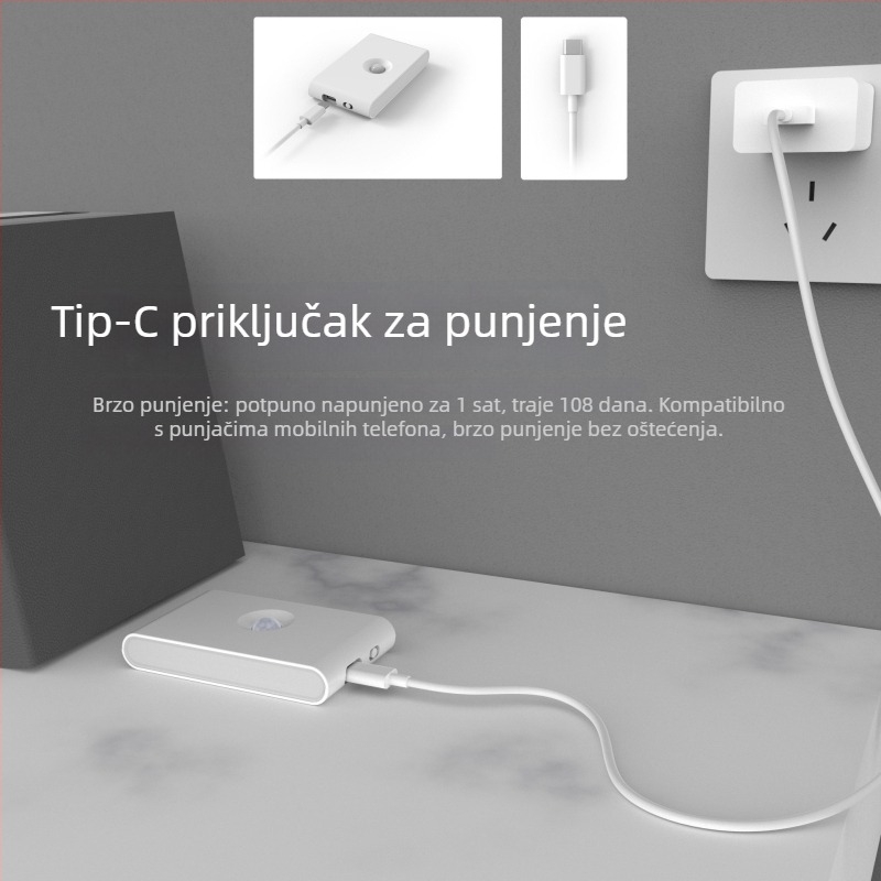 LED lampa s senzorom pokreta za hodnik i stepenice — noćna lampica s USB punjenjem, moderni minimalistički stil, model 001, marka Other, početna količina 1, certifikacija: Bez certifikata