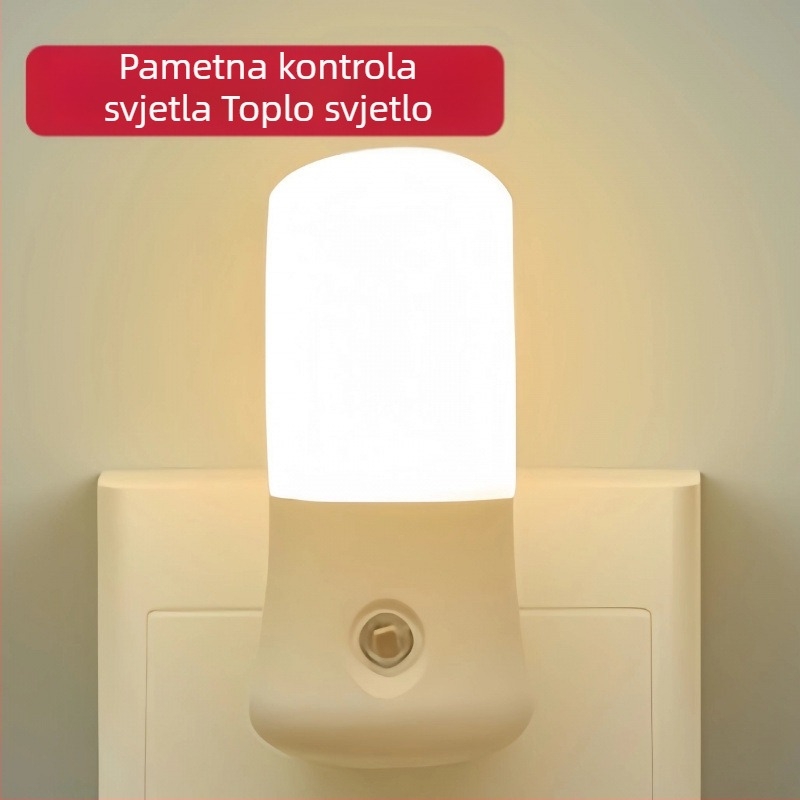 LED noćna lampica s utičnicom i prekidačem, 3W, toplu i hladnu boju svjetla, za dnevni boravak i spavaću sobu, plastično sjenilo
