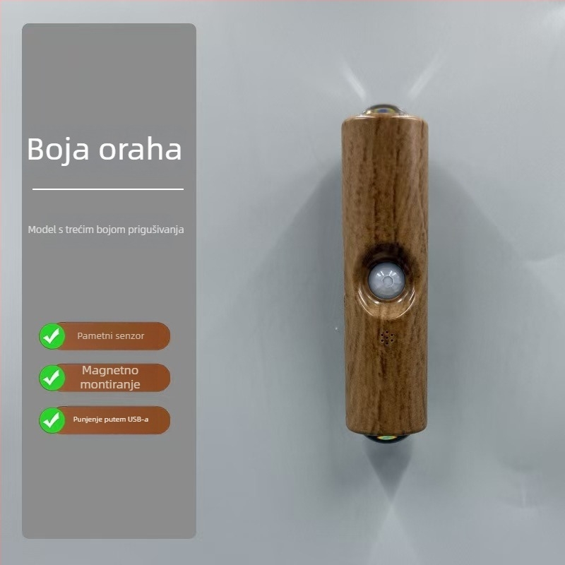 Noćna svjetiljka sa senzorom za tijelo i ambijentalnim svjetlom, zidna svjetiljka s ABS sjenilom i ugrađenom baterijom (napon ≤36V)