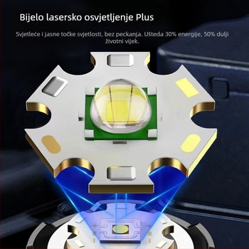 Prenosna LED svjetiljka za vanjsku upotrebu, 5W, 2500mAh, kućište od aluminijske legure, vodootporna, optičko zumiranje zraka 200–500m