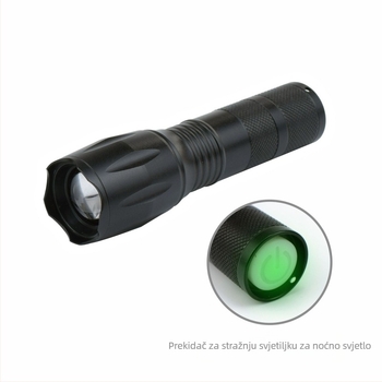 Prenosna LED svjetiljka za vanjsku upotrebu, 5W, 2500mAh, kućište od aluminijske legure, vodootporna, optičko zumiranje zraka 200–500m