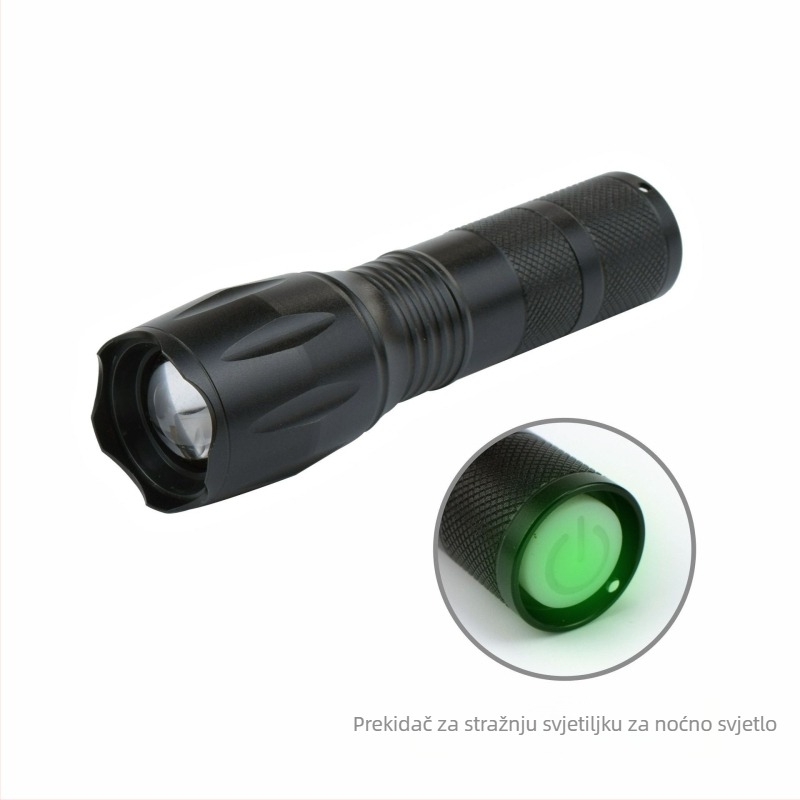 Prenosna LED svjetiljka za vanjsku upotrebu, 5W, 2500mAh, kućište od aluminijske legure, vodootporna, optičko zumiranje zraka 200–500m