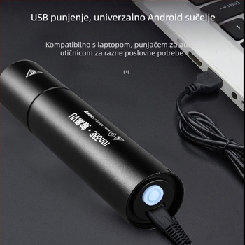 Ponovno napajana UV Wood's lampa s LED svjetlom 365 nm za otkrivanje fluorescencije, aluminijsko tijelo, 800 mAh baterija, uključen punjač