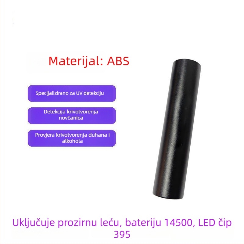 Ponovno napajana UV Wood's lampa s LED svjetlom 365 nm za otkrivanje fluorescencije, aluminijsko tijelo, 800 mAh baterija, uključen punjač