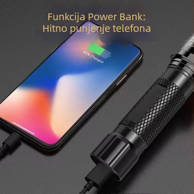 Puni se LED svjetiljka na solarnu energiju i ručni generator, 20W, 800 mAh, domet 200-500 m