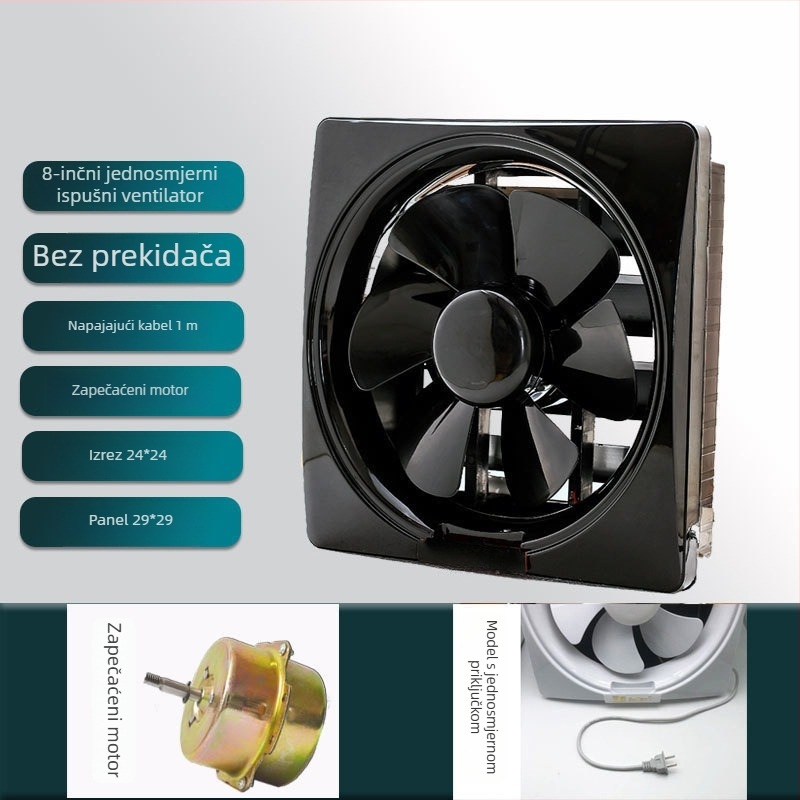 Prozorski ventilator za odvod zraka za kuhinju i kupaonu, 1000W, 220V, 50Hz, viseća montaža