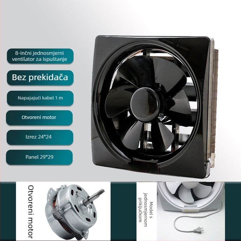 Prozorski ventilator za odvod zraka za kuhinju i kupaonu, 1000W, 220V, 50Hz, viseća montaža