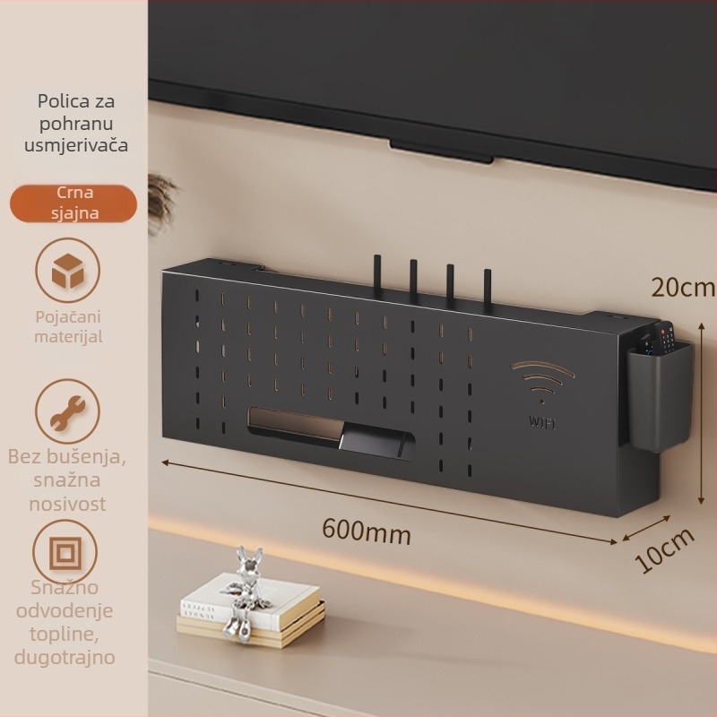 Solno Zidni držač za set-top kutiju i router (ugljikovo čelični, montaža kukom, 1 razina, višestruka namjena)
