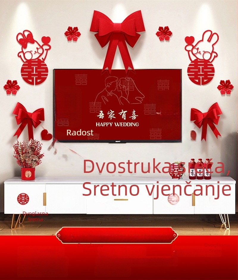 Dekor zidne svadbe od netkanog materijala – Xi znak, za dnevni boravak i spavaću sobu, brend Aili Sha, šifra 0178