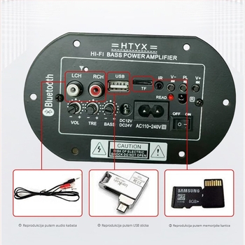Bluetooth amplifikacijska ploča za subwoofer – 25W, 12/24/220V, kućna i automobilska upotreba