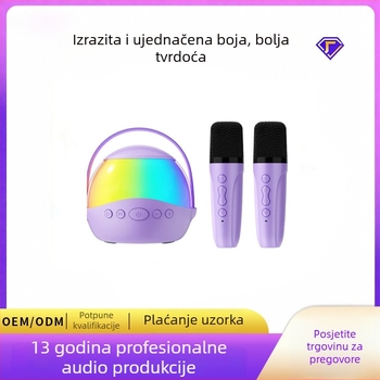 Bluetooth karaoke zvučnik s dva bežična mikrofona – prenosivi kućni i vanjski audio sustav