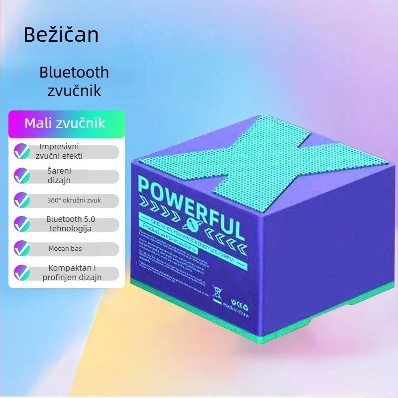 Bluetooth prijenosni zvučnik – Bluetooth 5.0 – Izlazna snaga 5W – Domet do 10 m – Ugrađena baterija 300–500 mAh – SNR ≥ 70 dB