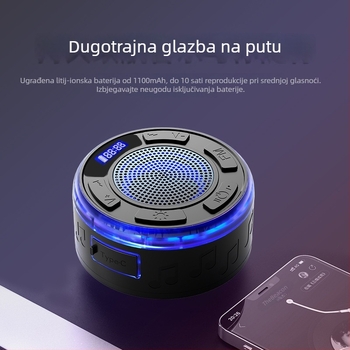 Bluetooth zvučnik s velikom usisnom čašom, IPX6 vodootporan, ugrađena baterija, Bluetooth 5.3, dvostruki zvučnici