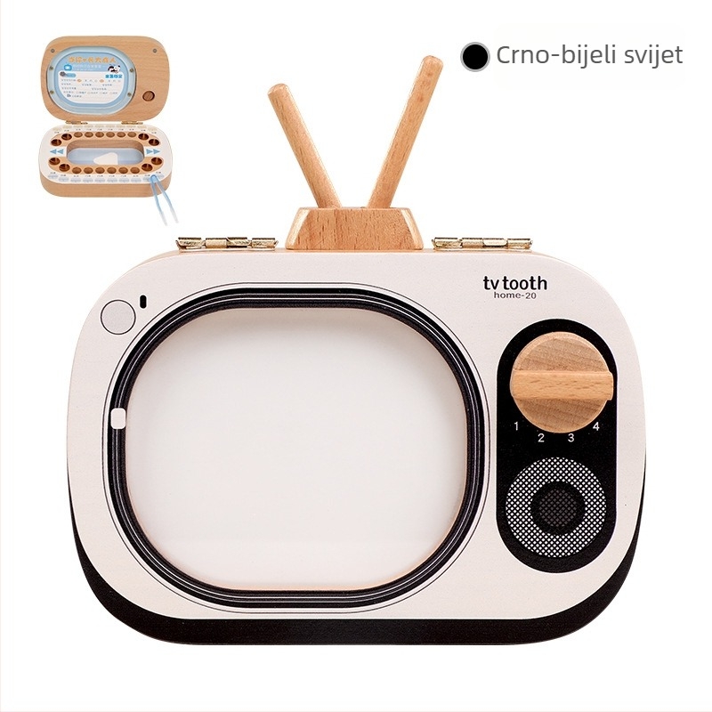 Dječja drvena kutija za uspomenu mliječnih zuba, kutija za prikupljanje zuba, poklon pakiranje, za djecu 4–6 godina