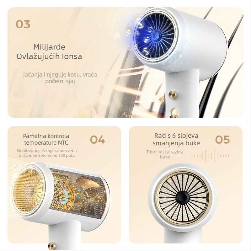 K2 sušilo za kosu za kućnu i profesionalnu upotrebu, 2400W, 220V, hladan/topli zrak, zaštita od pregrijavanja