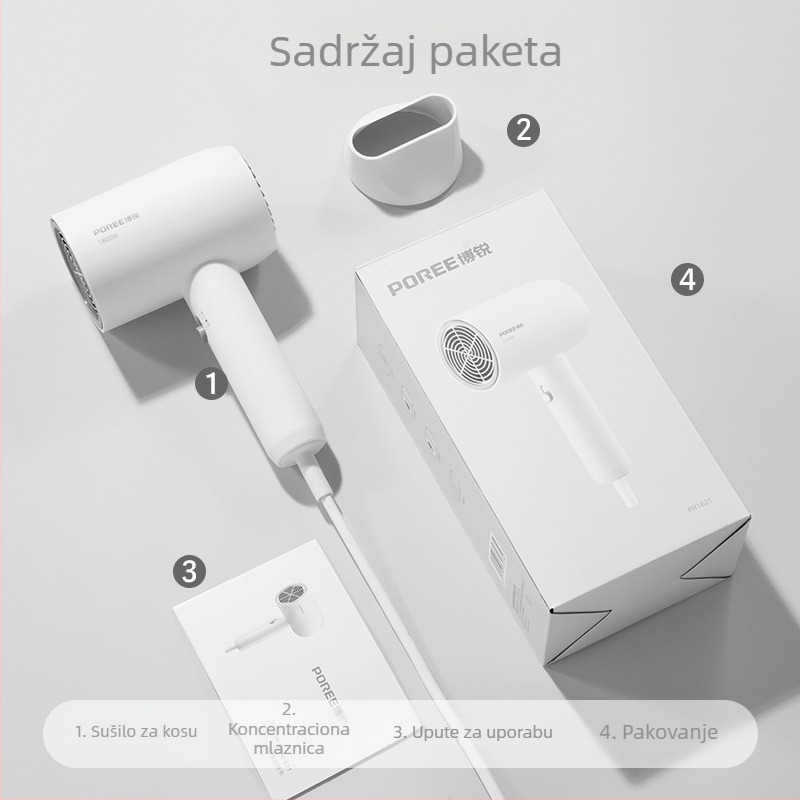 Borui sušilo za kosu PH1627/PH1628, 1800W, bezčetkasti DC motor, 220V, ABS kućište