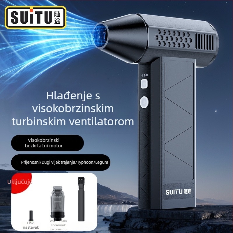 Automobilski ventilator s motorom bez četkica, ručni, visokou brzinskim turbo, 160W, model ST-8113, sve-u-jedno puhvanje i usisavanje prašine