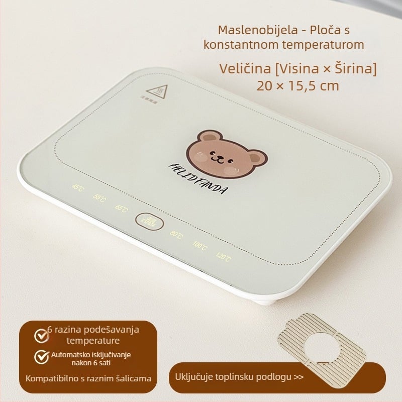 Inteligentna podložka za čaše s konstantnom temperaturom za dom i ured – ABS kućište, vanjsko napajanje, dodirni upravljač, automatsko isključivanje, 6 razina temperature