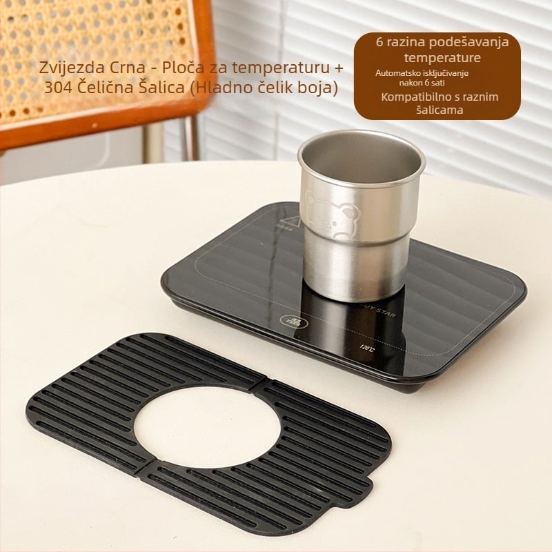 Inteligentna podložka za čaše s konstantnom temperaturom za dom i ured – ABS kućište, vanjsko napajanje, dodirni upravljač, automatsko isključivanje, 6 razina temperature