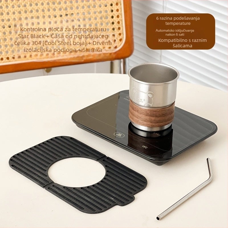 Inteligentna podložka za čaše s konstantnom temperaturom za dom i ured – ABS kućište, vanjsko napajanje, dodirni upravljač, automatsko isključivanje, 6 razina temperature