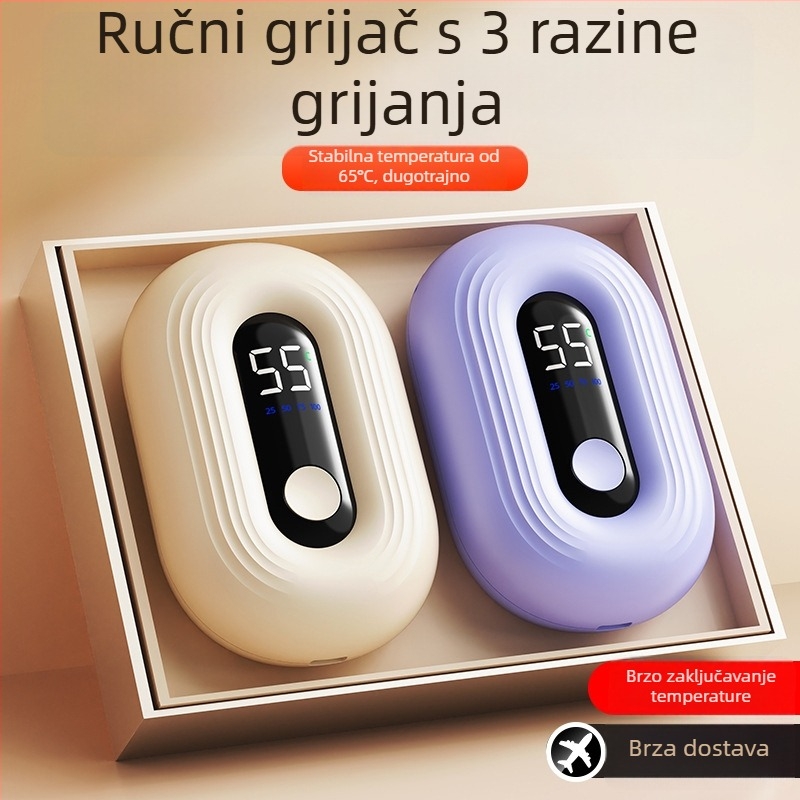 USB punjivi grijac za ruke, model N12, 5V 3W, hlađenje aluminijskom pločom, ugrađena baterija 1000–1200 mAh