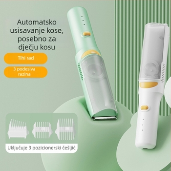 Dječji električni makazice za kosu – ultra lagane, tiho rade, s automatskim usisavanjem dlačica; punjive, 5W, vodootporne; brend Create rhyme