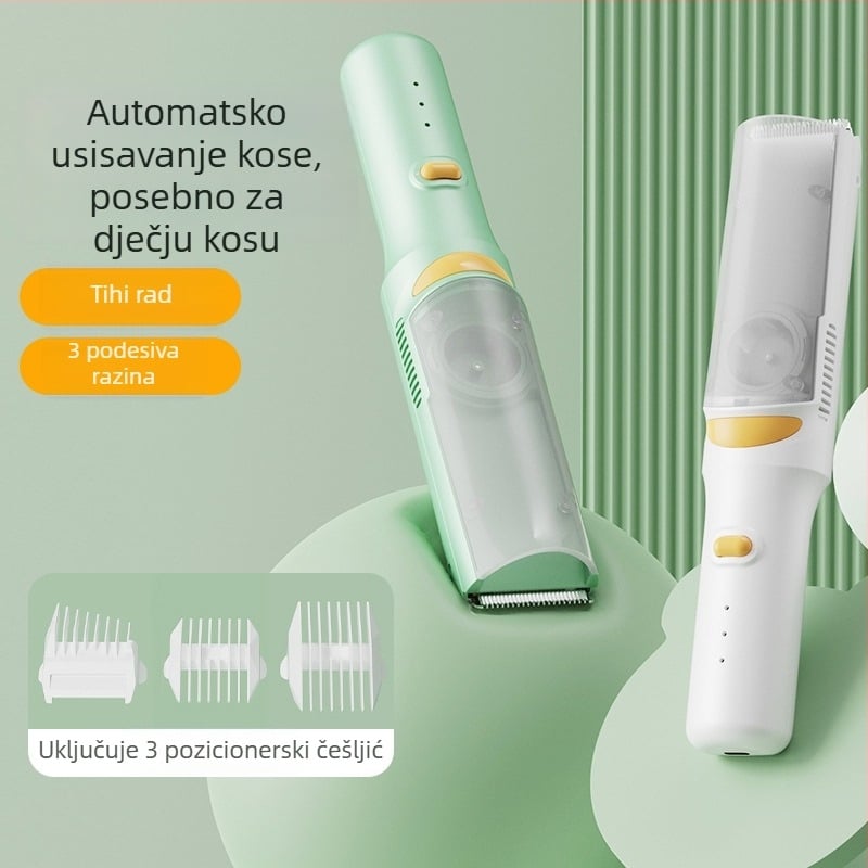 Dječji električni makazice za kosu – ultra lagane, tiho rade, s automatskim usisavanjem dlačica; punjive, 5W, vodootporne; brend Create rhyme