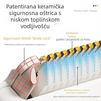 Puliton električni aparat za šišanje kose – ultra tiho, ponovno punjenje, 5W, usisavanje dlaka, vodootporan, za bebe i djecu