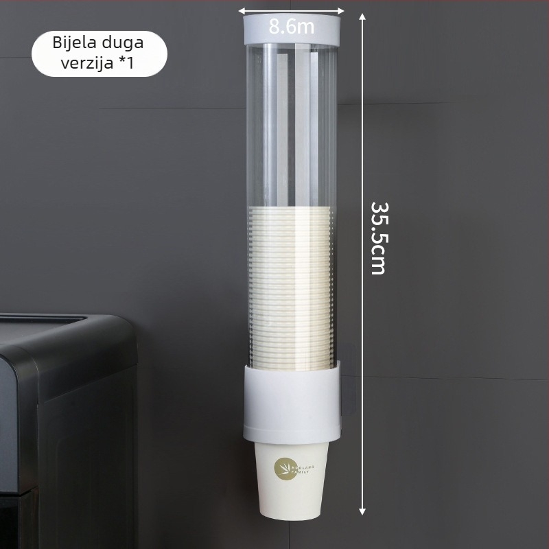 Zidni držač za papirnate čaše, PP, velika kapaciteta, otporan na prašinu i vlagu, spremište za čaše