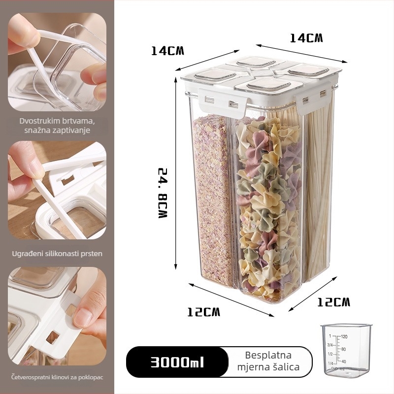 Kutija za čuvanje hrane, plastična, kvadratni oblik, kapacitet 2.1–3 L, brenda Good apartment