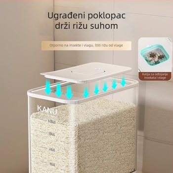 Kutija za skladištenje riže, zapečaćena, PET plastika, kapacitet 7–8 L, otporna na insekte i vlagu