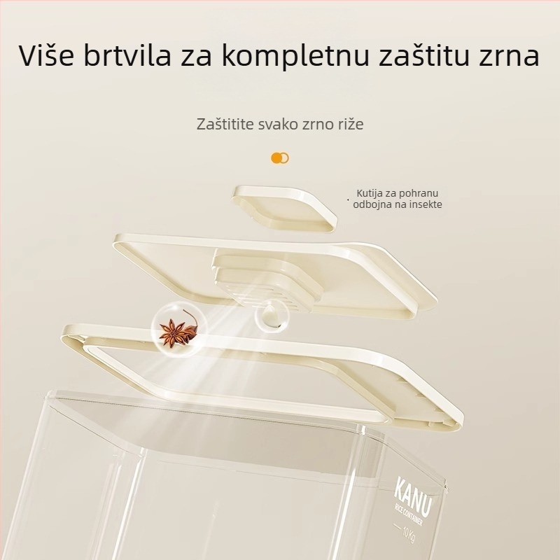 Kutija za skladištenje riže, zapečaćena, PET plastika, kapacitet 7–8 L, otporna na insekte i vlagu