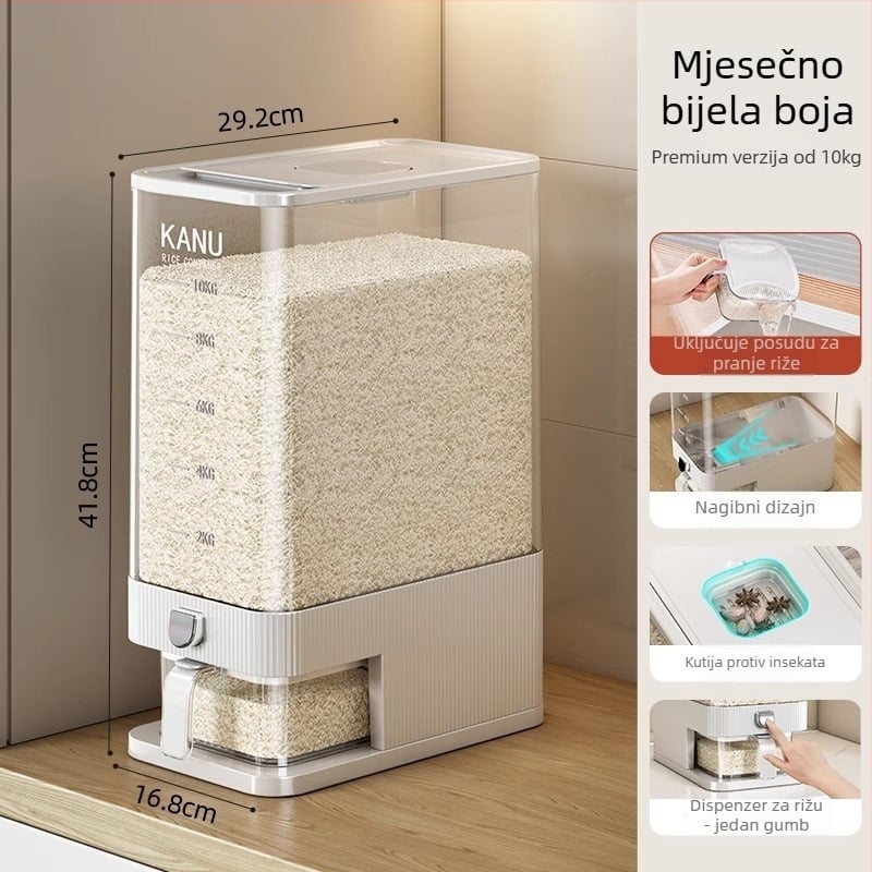 Kutija za skladištenje riže, zapečaćena, PET plastika, kapacitet 7–8 L, otporna na insekte i vlagu