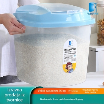 Prozirni spremnik za skladištenje riže u kuhinji, s hermetičnim poklopom, otporan na vlagu i štetnike, PP plastika, kapacitet 10 L ili više