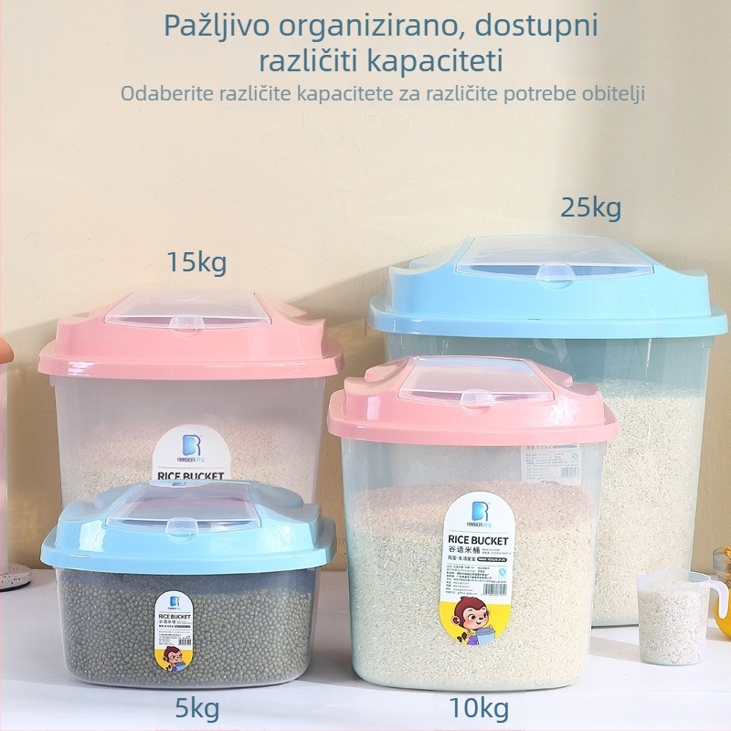Prozirni spremnik za skladištenje riže u kuhinji, s hermetičnim poklopom, otporan na vlagu i štetnike, PP plastika, kapacitet 10 L ili više
