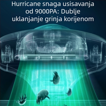 Ručni usisavač protiv grinja s UV sterilizacijom i ciklonskim nastavkom, kabelski, duljina kabela oko 4 m, posuda za prašinu iznad 0,4 L