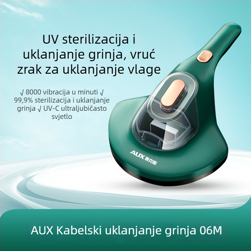 Ručni usisavač protiv grinja s UV sterilizacijom i ciklonskim nastavkom, kabelski, duljina kabela oko 4 m, posuda za prašinu iznad 0,4 L