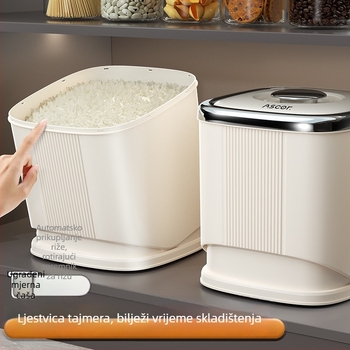 Kutija za skladištenje riža, zatvorena, otporna na vlagu i insekte, prehrambena ABS plastika, kapacitet 9–10 L
