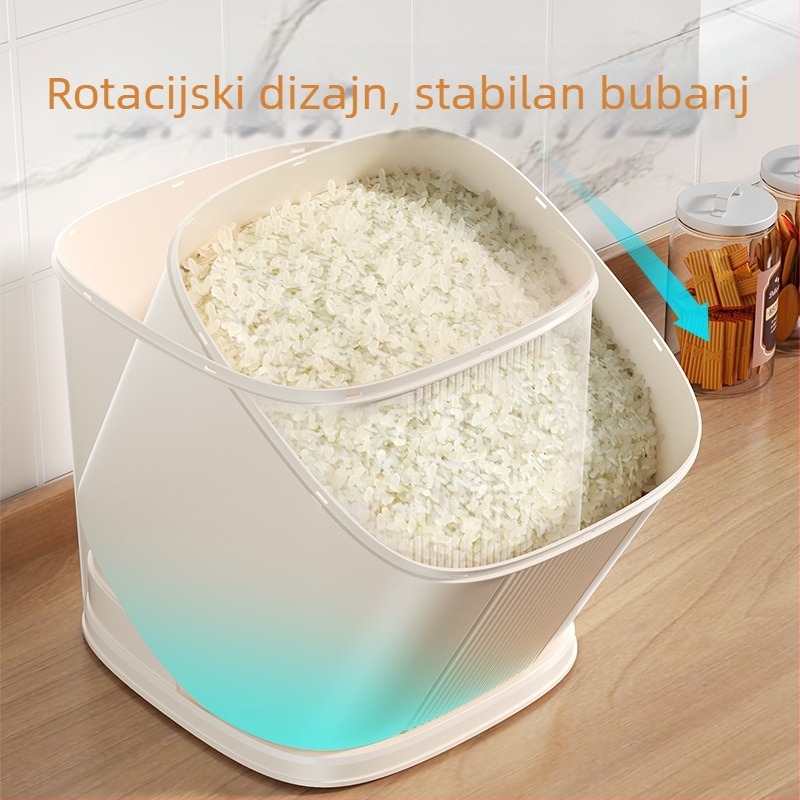 Kutija za skladištenje riža, zatvorena, otporna na vlagu i insekte, prehrambena ABS plastika, kapacitet 9–10 L