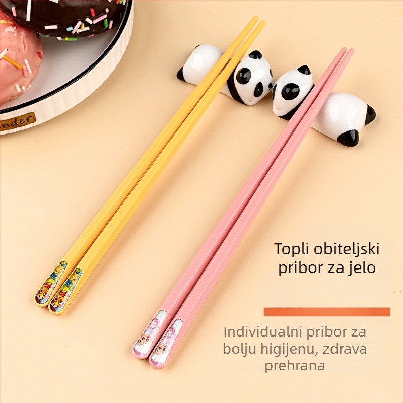 Štapići za jelo za obitelj, 5 parova, otporni na vlagu i protuklizni, motiv crtić, PET materijal