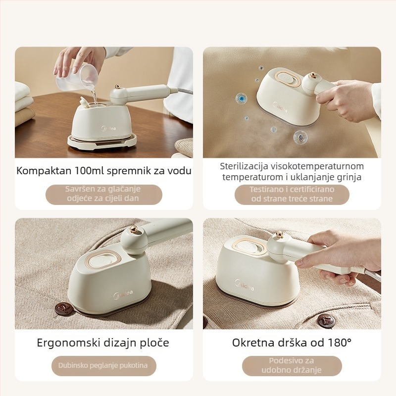 Midea ručni parni glačalo za odjeću, prijenosno sklopa, 111-240V, za kućnu i studentsku upotrebu