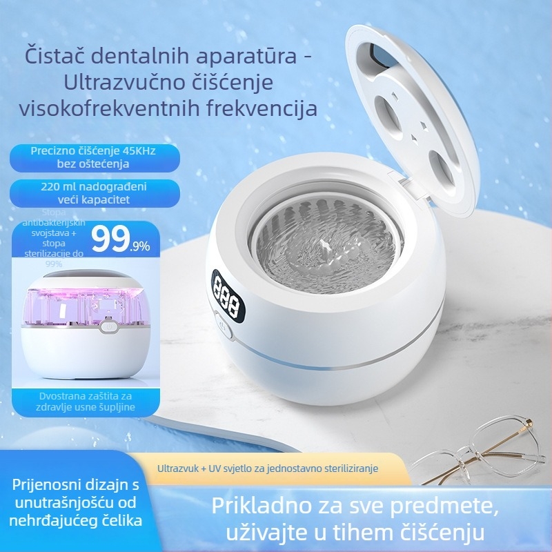 Ultrazvučni čistač proteza uz UV sterilizaciju, 25 W, 110–220 V, kapacitet do 300 ml