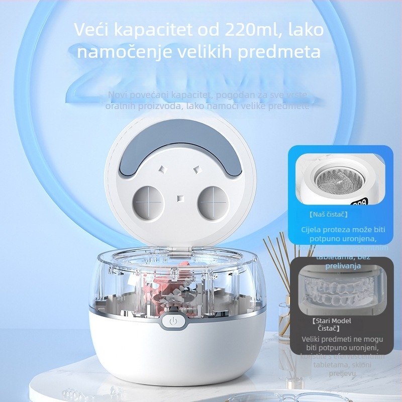 Ultrazvučni čistač proteza uz UV sterilizaciju, 25 W, 110–220 V, kapacitet do 300 ml