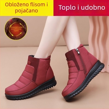 Ženske zimske čizme za snijeg – vodootporne, protuklizne, toplo podstavljene, visoke s bočnim zatvaračem (peta 3–5 cm, gumeni potplat)