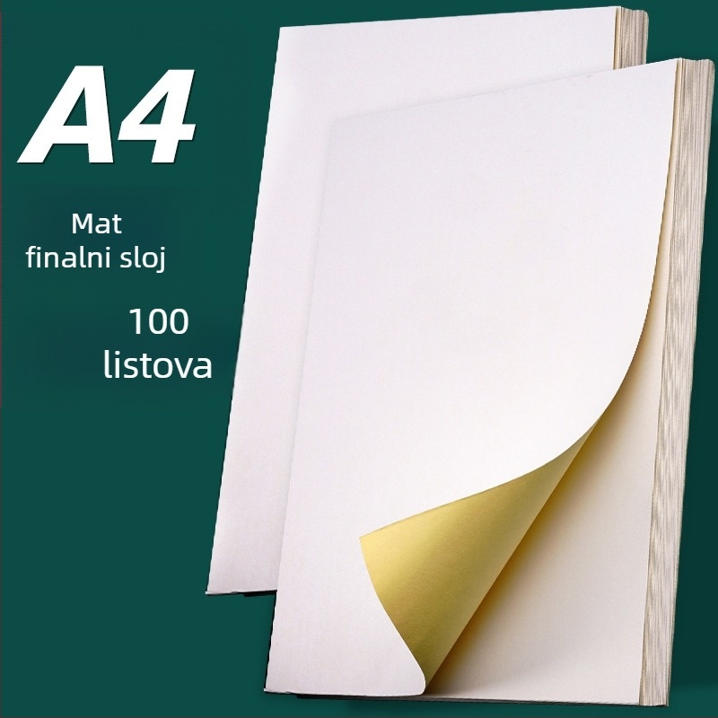 A4 samoljepljive etikete od kraft papira za inkjet ispis, debljina 0,14 mm, pravokutni oblik, model YX307