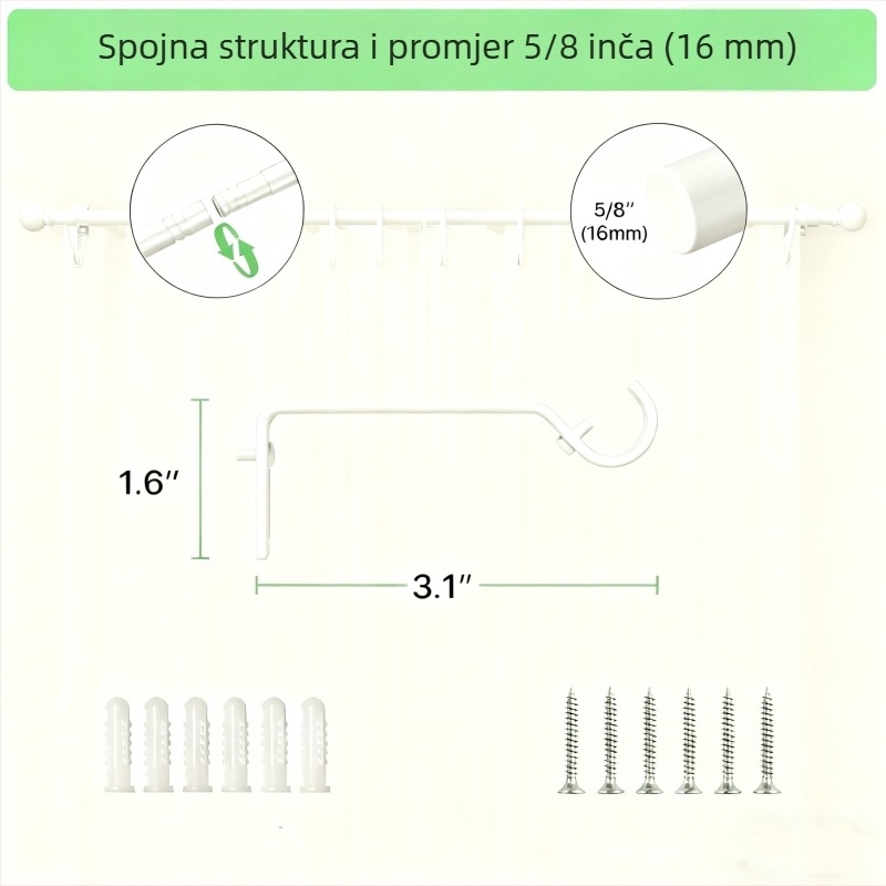Europska rimska zavjesa šipka s nosačem i vijcima, smola, Yijiale, lagani luksuz, prilagodljivo, ovlaštena privatna marka