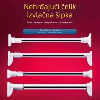 Teleskopska šipka od nehrđajućeg čelika za sušenje rublja na balkon – ojačana, višenamjenska za zavjese/garderobu/tuš zavjesu